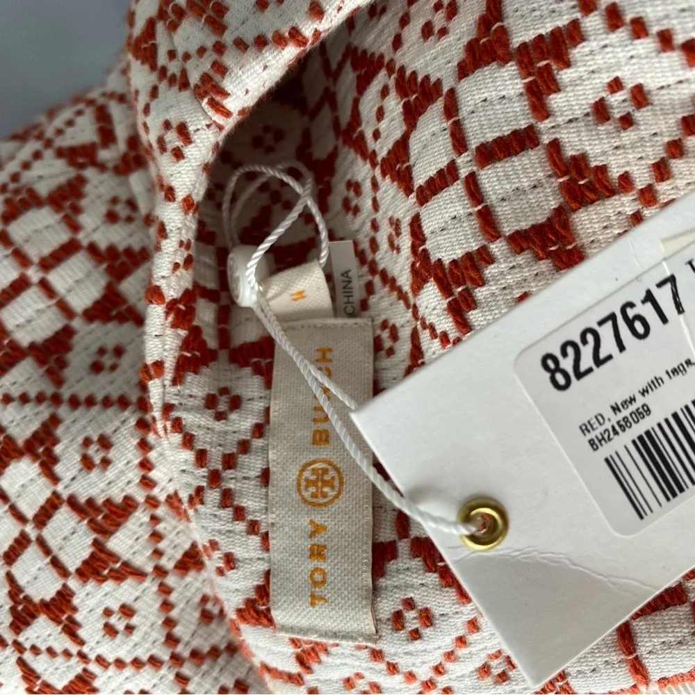 Tory Burch NWT Fit & Flare Red and White Patterned Dress